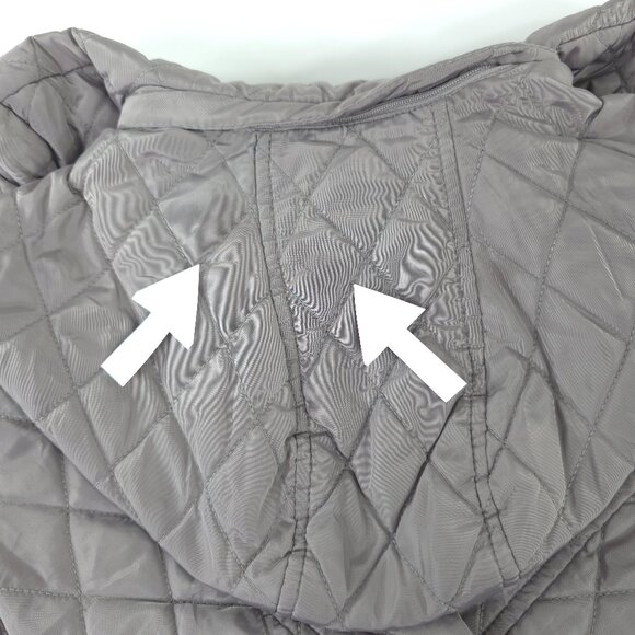 MICHAEL KORS GRAY QUILTED JACKET WOMEN'S SIZE PETITES MEDIUM HOODED ZIP POCKETS - Picture 4 of 16